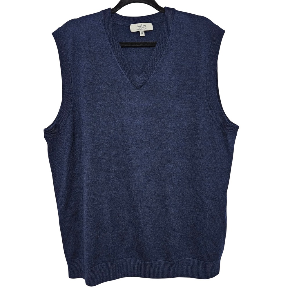 Turnbury Navy Merino Wool Sweater Vest XL Preppy Vintage UK‎ Made Menswear